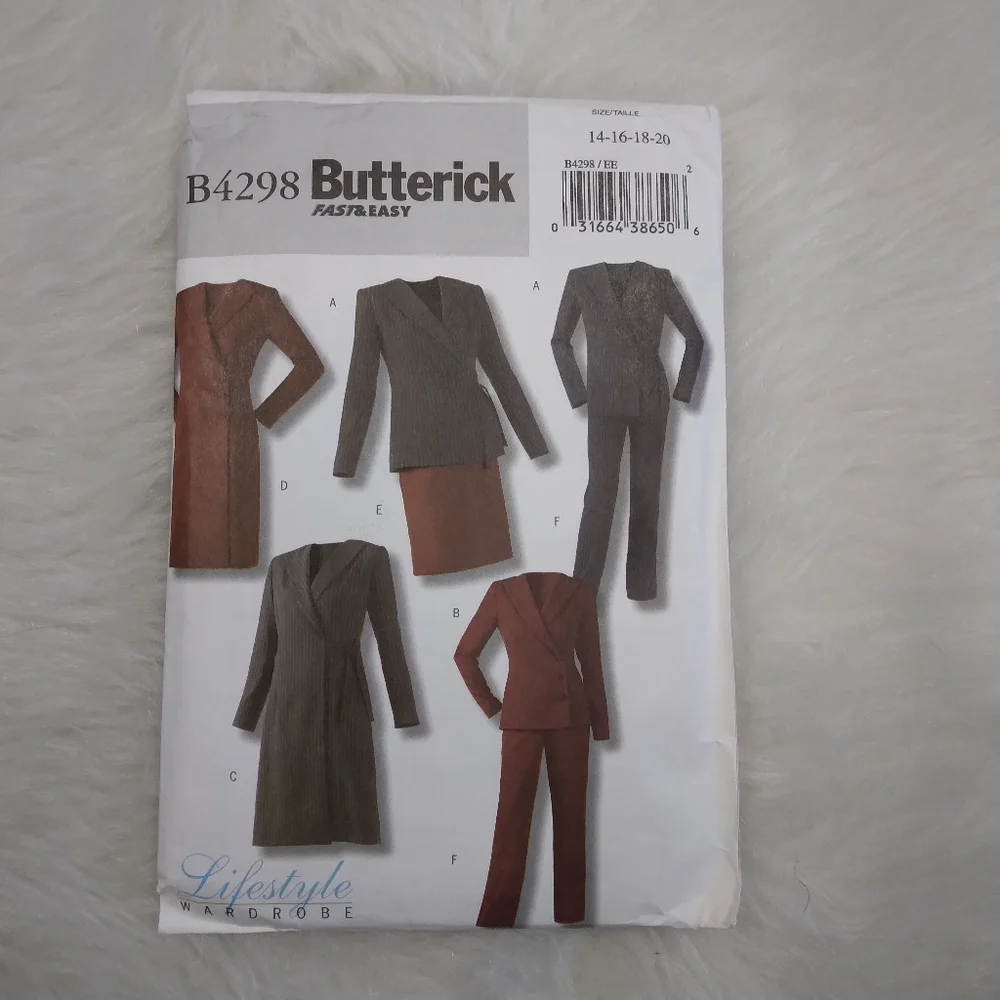 BUTTERICK B4298 SZ 14-20 Fast&Easy Business Casual Jacket Dress Skirt Pants